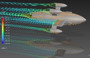 CFD streamlines and wake over a UAV body